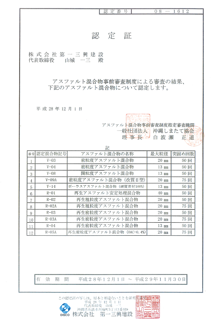 事前審査による認定証